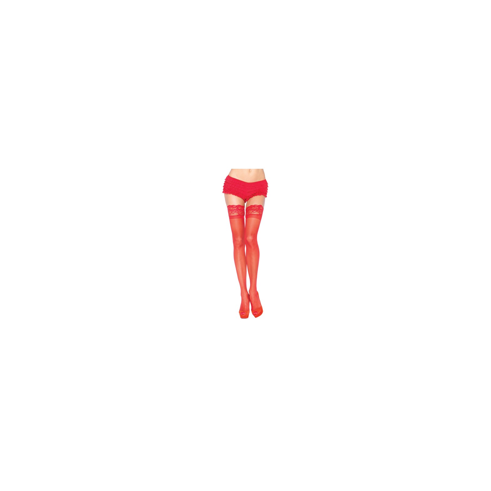 Leg Avenue Stay Up Sheer Thigh Hold Ups Red for Chic Looks