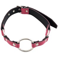 Gag en O de Cuero Rosa de Rouge Garments - Sensación BDSM