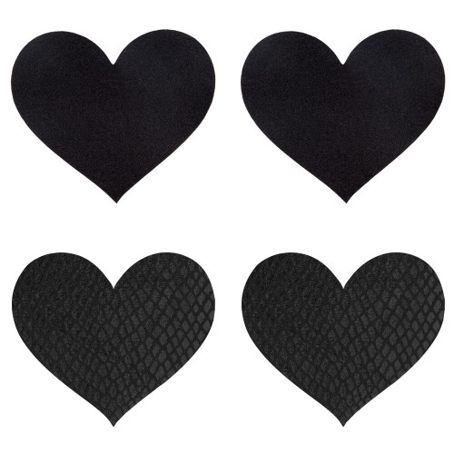 Pasties Peekaboo Corazones Negros Moda Coqueta