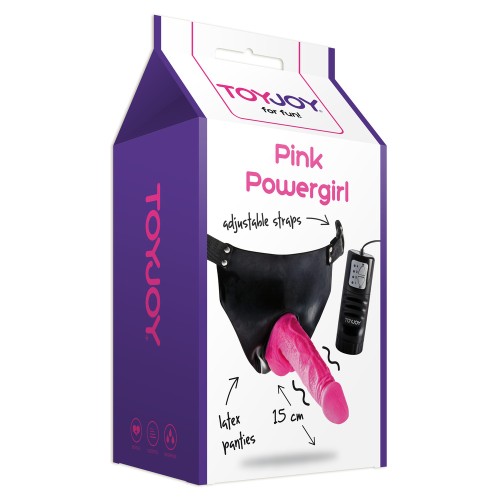 ToyJoy Pink Powergirl Strap-On Vibrating Dong