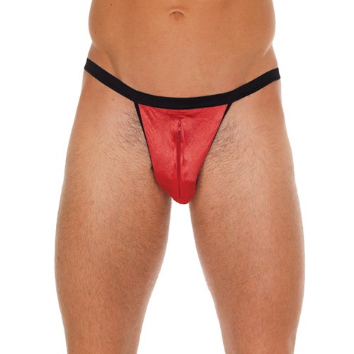 Mens Black G-Sting with Red Pouch for Bold Style