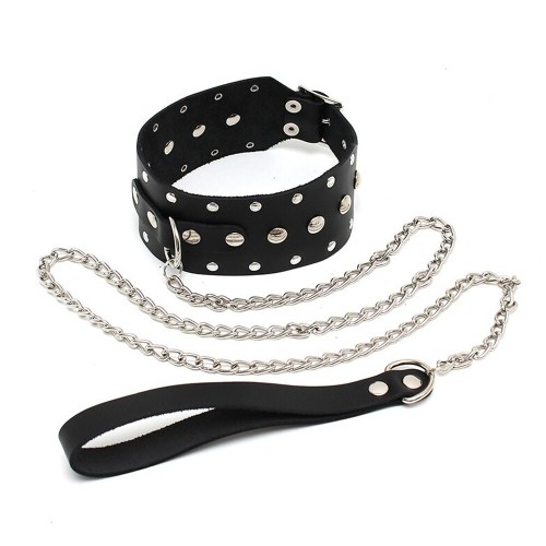 Leather Collar And Chain for BDSM Play