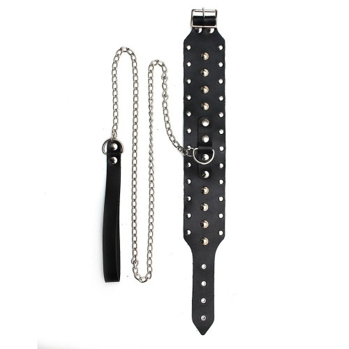 Collar de Cuero con Cadena para Juegos BDSM