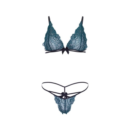 Compra Online Conjunto de Bralette de Encaje Teal y String a Juego