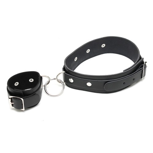 Leather Wrist and Thigh Cuffs Set for Bondage Play