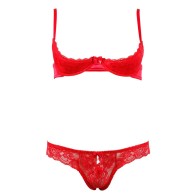 Cottelli Red Lace Open Bra Set 34B/S