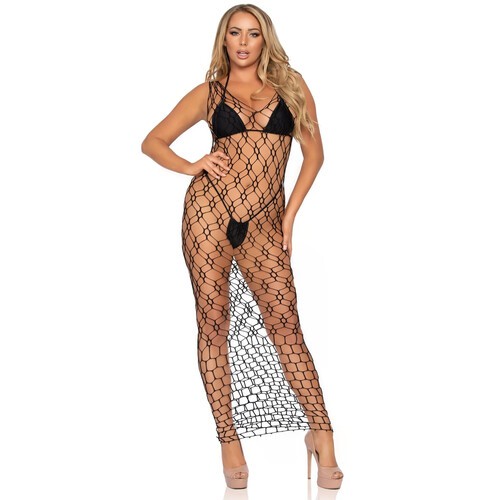 Leg Avenue Hexi Net Maxi Dress for Eye-Catching Elegance