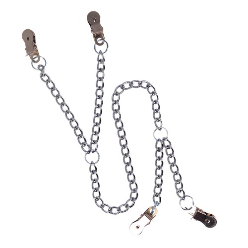 Nipple and Labia Clamps with Chain Pleasure Enhancement