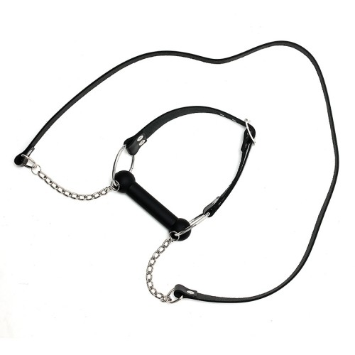 Leather Horse Bit Gag and Reins for BDSM Play