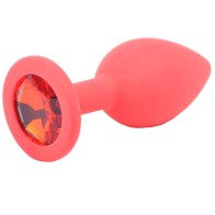 Plug Anal de Silicona Pequeño con Joya Roja para Placer Elegante