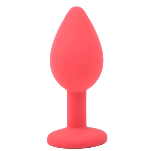 Small Red Jewelled Silicone Butt Plug for Elegant Pleasure