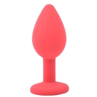 Plug Anal de Silicona Pequeño con Joya Roja para Placer Elegante