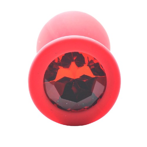 Small Red Jewelled Silicone Butt Plug for Elegant Pleasure