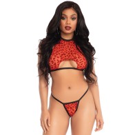 Leg Avenue Leopard Crop Top and G-String - Fierce Fashion