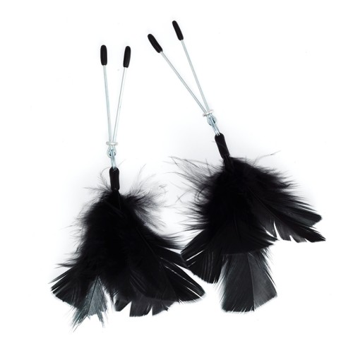 Adjustable Black Feather Nipple Clamps for Sensual Pleasure