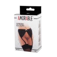 Black Suspender Belt with Stockings