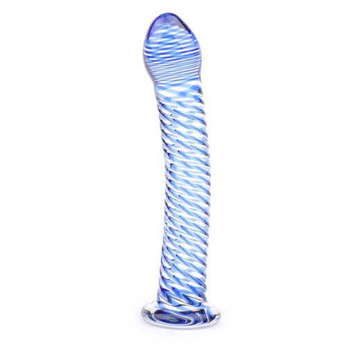 Dildo de Cristal Espiral Azul para Placer Intenso