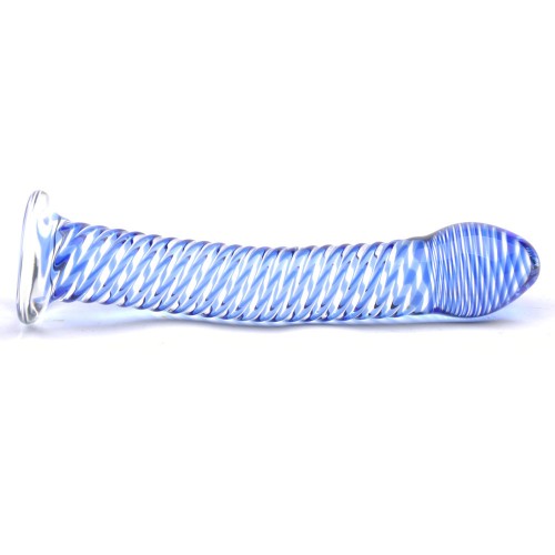 Elegant Blue Spiral Glass Dildo for Intense Pleasure