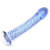 Dildo de Cristal Espiral Azul para Placer Intenso