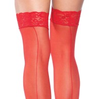 Leg Avenue Sheer Stockings with Backseam Red UK Sizes 6 to 12