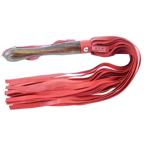 Flogger de Cuero Rojo con Mango de Madera Rouge Garments