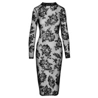 Noir Tight Fitting Floral Dress Small