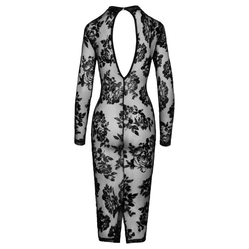 Noir Transparent Floral Print Dress Large