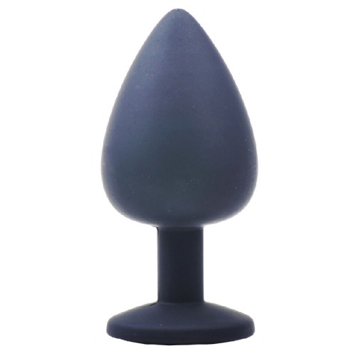 Plug Anal de Silicona Negro Grande con Diamante Púrpura