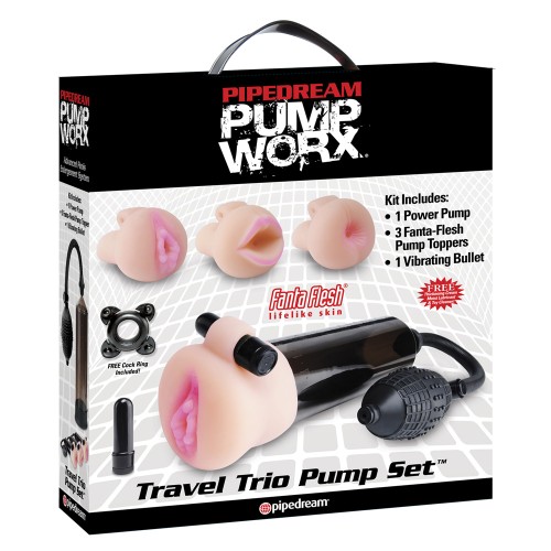 Set de Masturbador Travel Trio Pump Worx para Mayor Placer