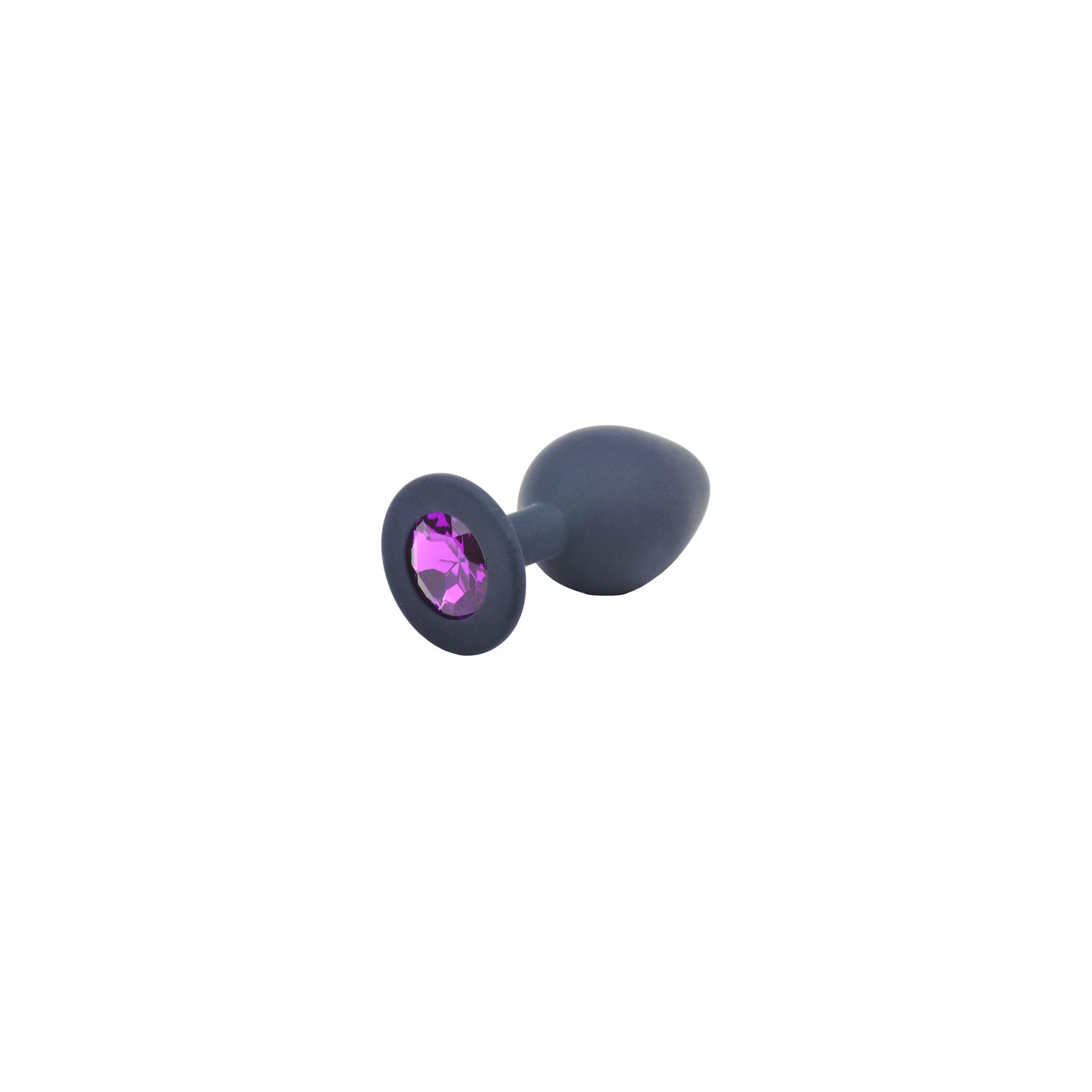 Medium Black Silicone Butt Plug with Purple Jewel