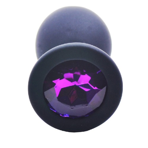 Plug Anal Negro Mediano con Diamante Morado