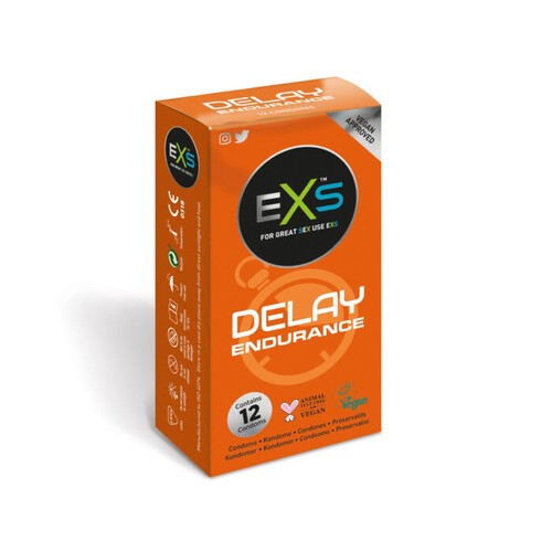 Condones EXS Delay Endurance Paquete de 12 para Intimidad Prolongada