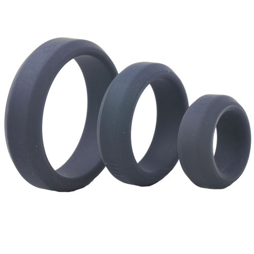 Triple Black Silicone Cock Rings Set