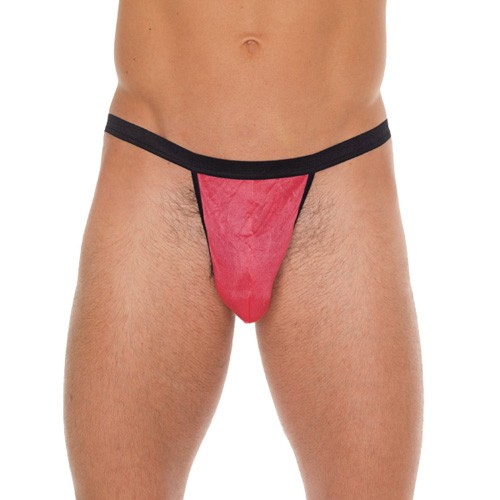 Mens Black G-String With Pink Pouch for Style