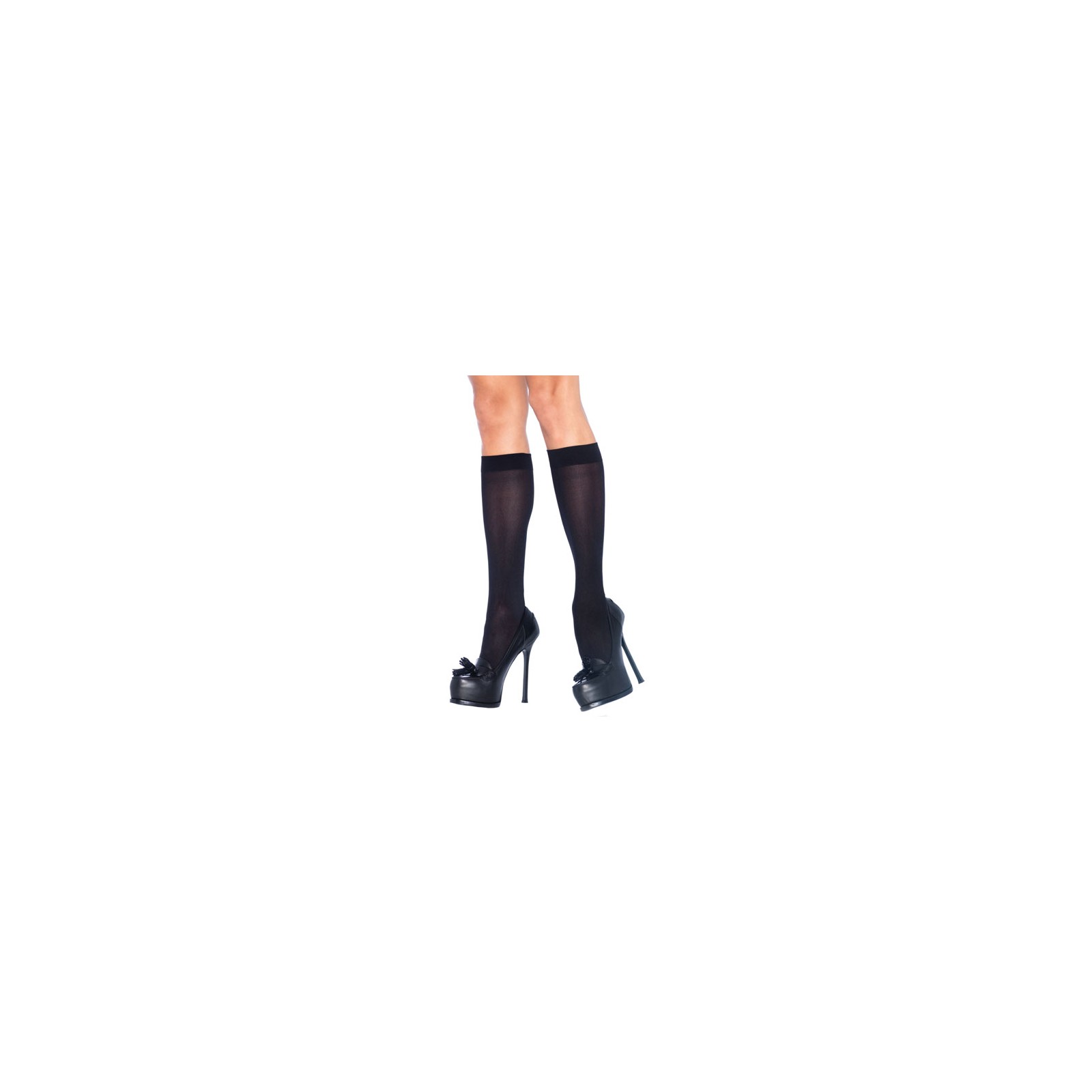 Leg Avenue Nylon Knee Highs Black UK 6 to 12