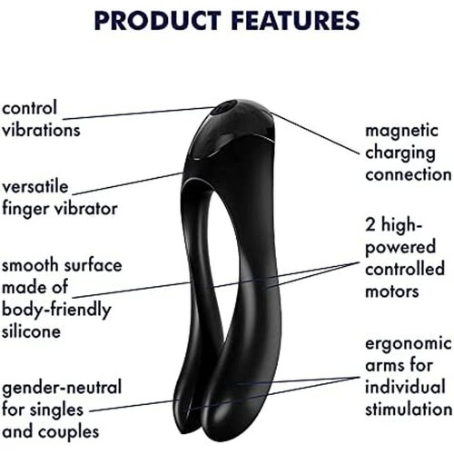 Vibrador de Dedo Candy Cane Satisfyer en Negro