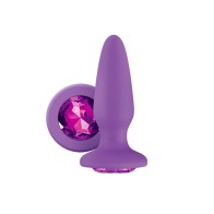 Plug Anal de Silicona con Gema Arcoíris Morado