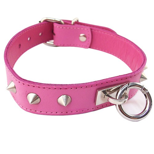 Rouge Garments Pink Studded O-Ring Collar for Unique Style