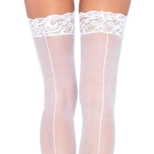 Leg Avenue Sheer Stockings With Backseam White