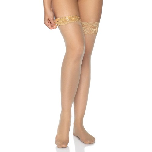 Leg Avenue Stay Up Sheer Thigh Hold Ups Nude UK 6 to 12