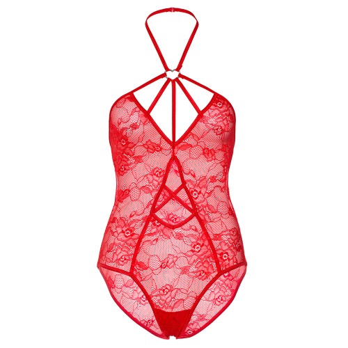 Leg Avenue Keyhole Teddy in Red M/L for Sensual Elegance