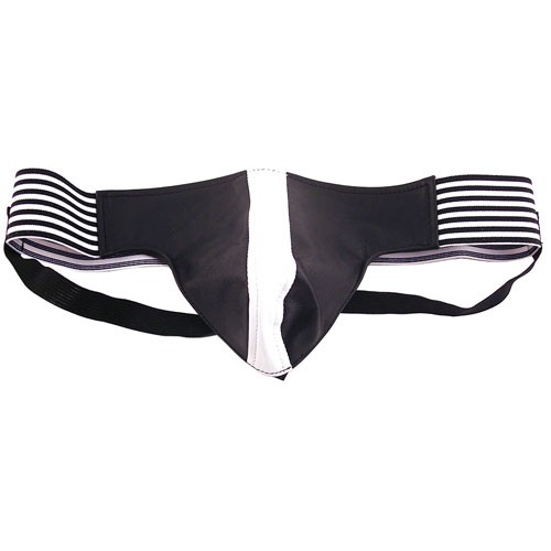 Rouge Black and White Leather Jockstrap Extra Large