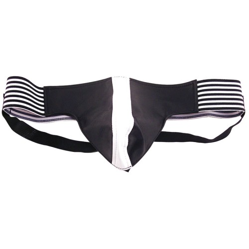 Jockstrap de Cuero Rouge Negro y Blanco Extra Grande