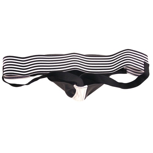 Jockstrap de Cuero Rouge Negro y Blanco Extra Grande