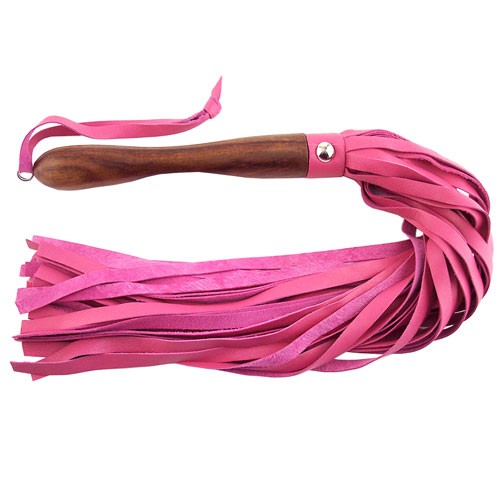 Flogger de Cuero Rosa con Mango de Madera Rouge Garments