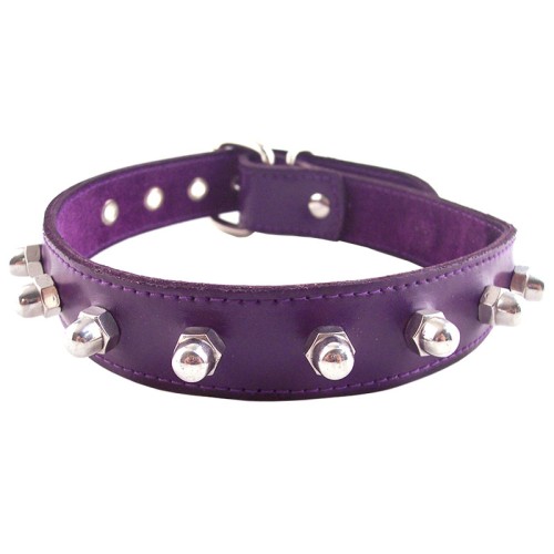 Rouge Garments Purple Nut Studded Leather Collar