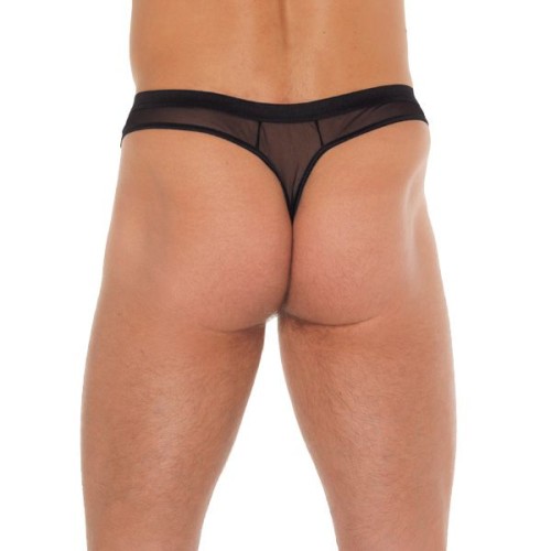 Men's Black G-String with Penis Sleeve