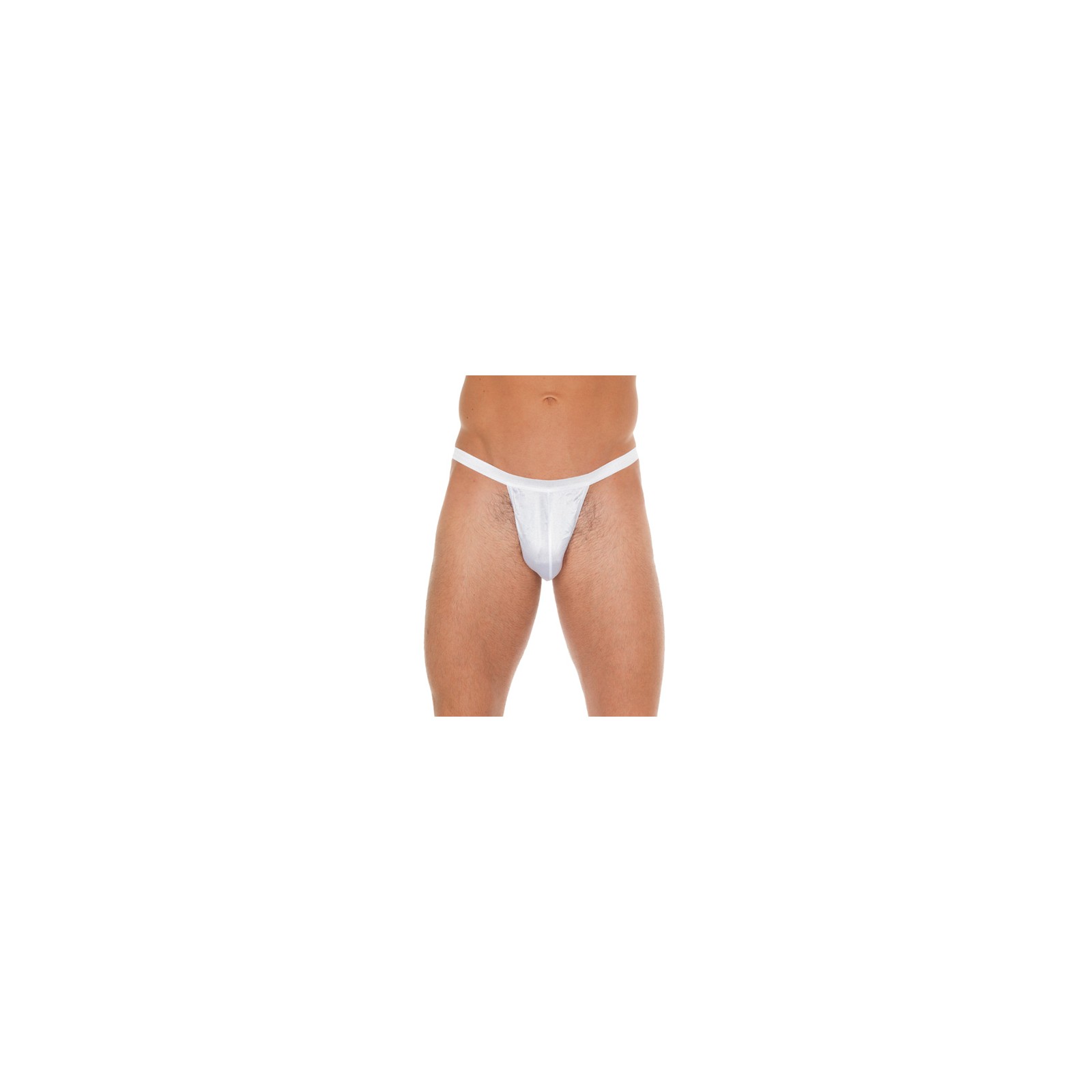 Mens White G-String With Small White Pouch