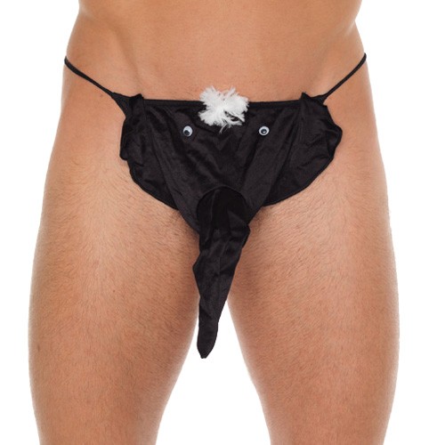 G-String Negro para Hombre con Bolsa de Elefante