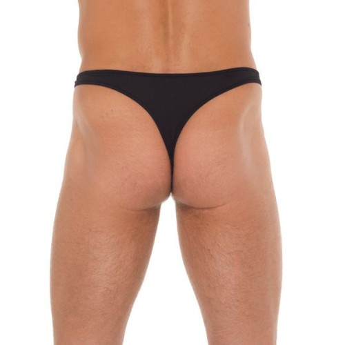 Men's Black G-String with Metal Hoop Connectors for Seductive Style